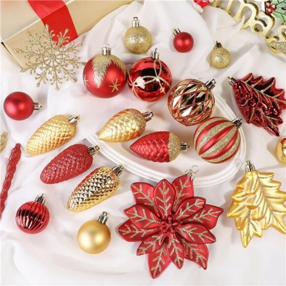 106PCS Christmas Balls Ornaments Set, Colorful Shatterproof Plastic Decorative - Picture 3 of 7